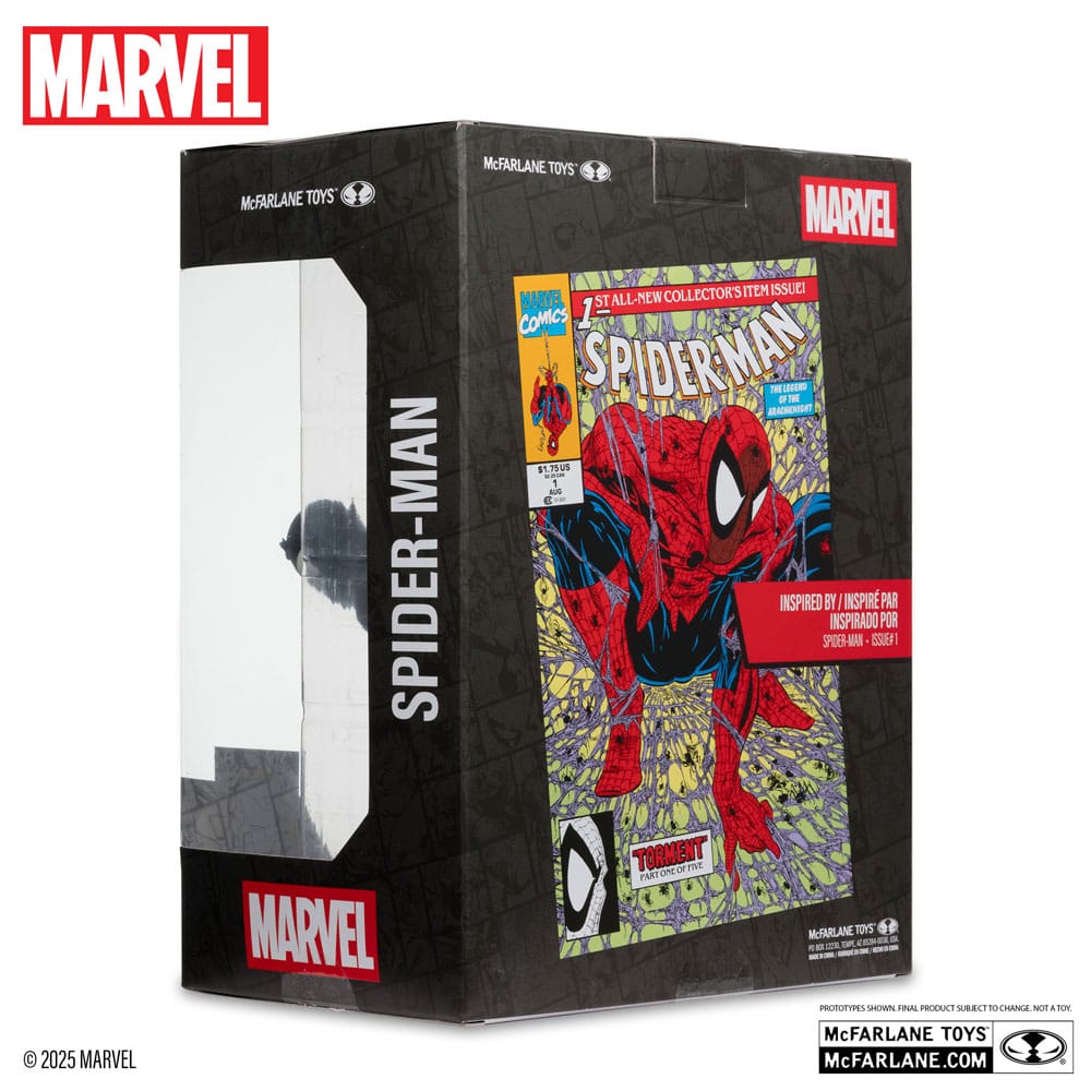 Spider-Man #1 (Traje Negro) Edición Chase - MARVEL COLLECTION - Escala 1/6 15cm | McFarlane Toys